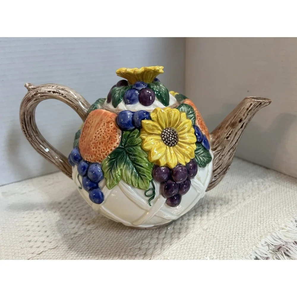VTG Tommy China Ceramic Teapot, Teacup & Plate,‎ Sunflower & Fruit Design, Japan